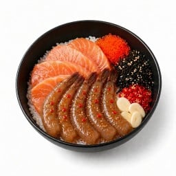 [อร่อยซ่ากับโค้ก] ข้าวหน้าแซลมอนดอง+กุ้งดอง น้ำดองเกาหลี +  โค้ก ออริจินัล (กระป๋อง)
