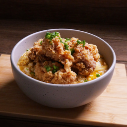 ข้าวหน้าไก่คาราเกะราดไข่ตุ๋น (D)