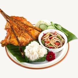 ชุดข้าวเหนียวส้มตำน่องไก่ย่างธีระไชย