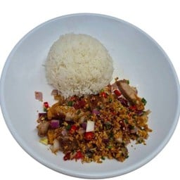ข้าวหมูกรอบคั่วพริกเกลือ