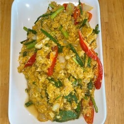 กับข้าว ผัดผงกะหรี่หมูสับ