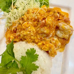 ข้าวไข่ข้นกุ้งซอสสุกี้