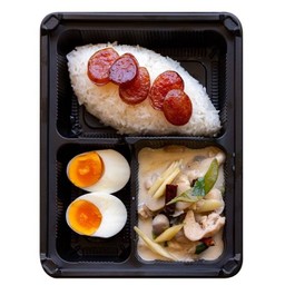 ข้าวต้มข่าไก่ + กุนเชียง + ไข่ต้ม