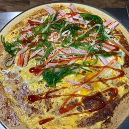 พริกเผาไข่ปูอัดไส้กรอกยำสาหร่าย