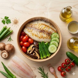 ย่อยง่าย สบายท้อง = ดอลลี่ย่าง&เห็ดกระเจี๊ยบมะเขือเทศย่างOlive oil&แตงกวา