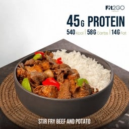 ข้าวหน้าเนื้อผัดมันฝรั่ง (High Protein)