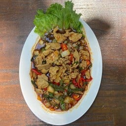 กับข้าว หมูชิ้นผัดพริกเผา (จานใหญ่)