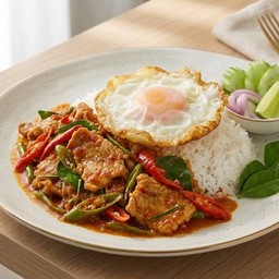 ข้าวผัดพริกแกงหมูคีโต