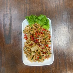 กับข้าว คั่วพริกเกลือหมูชิ้น