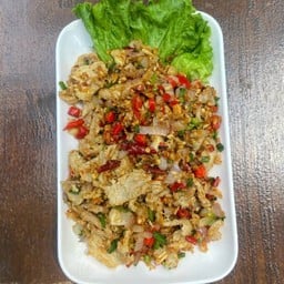 กับข้าว หมูชิ้นคั่วพริกเกลือ (จานใหญ่)