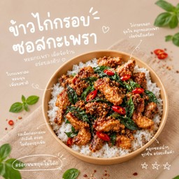 ข้าวหน้าไก่กรอบซอสกะเพรา