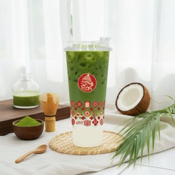 น้ำมะพร้าว 100% มัทฉะ พรีเมี่ยม ( มัทฉะ ผสมนมโอ๊ต ออนท็อป )