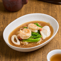 ราดหน้า ทะเล (กุ้งแชบ๊วย, หมึกสด) D
