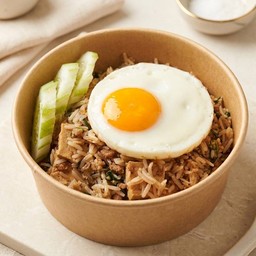 ข้าวผัดกระเพราหมูสับหมูยอคีโต