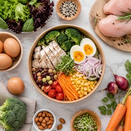 Clean Food = อกไก่150gบล็อคโคลี่นึ่งถั่ว5สีย่างสมุนไพรไข่ต้ม 1 &สลัดมินิ