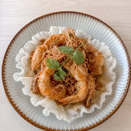 กุ้งทะเลทอดซอสมะขาม