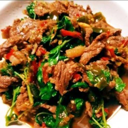 กระเพราเนื้อกับข้าว