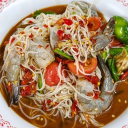 ตำกุ้งสดขนมจีน