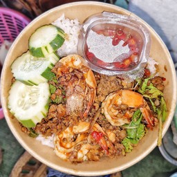 ข้าวผัดกระเพรากุ้ง+หมูสับ