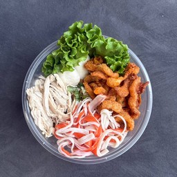 หมี่คลุกไก่ฉีกปูดอัด