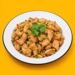 ไก่หมักผัดกระเทียม (กับข้าว)