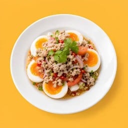 ยำไข่ต้มยางมะตูมหมูสับ (กับข้าว)