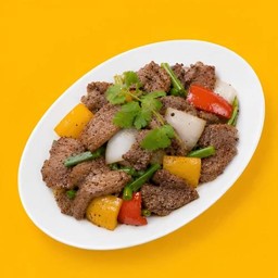 เนื้อหมักผัดพริกไทยดำ (กับข้าว)