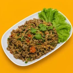 หมูสับผัดพริกเกลือคั่วไข่เค็ม (กับข้าว)