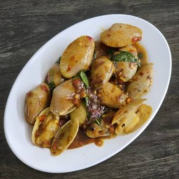 หอยลายผัดพริกเผาโหรพา (กับข้าว)