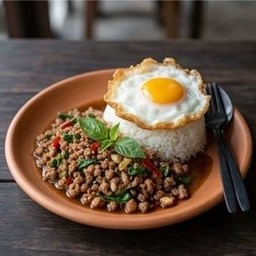 กะเพราหมูสับ ฟรีไข่