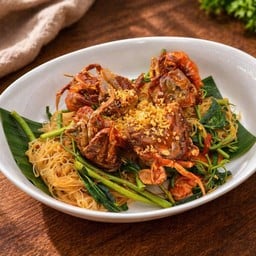 หมี่กระเฉด ปูนิ่มทอดกรอบ