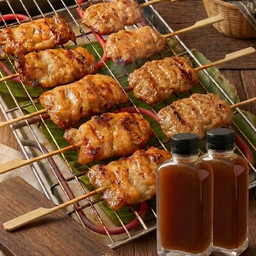 [เซตจุใจ] หมูปิ้งนมสด 10 ไม้+ข้าวเหนียว 3 ห่อ+เครื่องดื่ม 2 ขวด