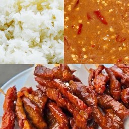 ชุด หมูทอด 3 พวง+ข้าว1+น้ำพริกกะปิ 1