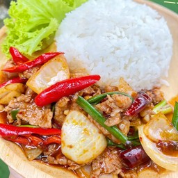 ผัดพริกเผาราดข้าว