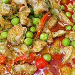 แพนงไก่+กุ้งทอดกระเทียม