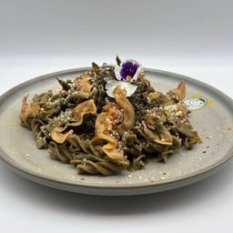 Organic Mung Bean Fusilli Laphet Pasto Bacon Cheese on top