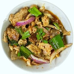 หมูทอดน้ำตก (กับข้าว)