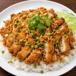 ข้าวไก่ทอดกระเทียม