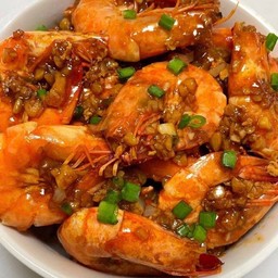 红烧大虾กุ้งตุ๋นซีอิ้วสไตล์จีน