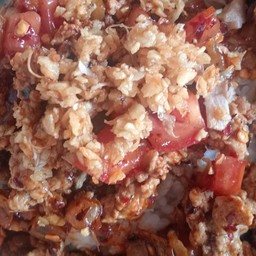 กับข้าว-น้ำพริกหมู+ผักสด