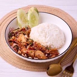ข้าวน้ำตกไก่สไปซี่