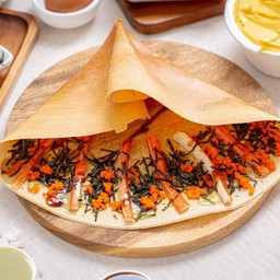 เครปญี่ปุ่น ร้องไฮ้ 🇯🇵 ปูอัด ไข่กุ้ง โนริสาหร่าย ซอสวาซาบิ ซอสทงคัทสึ