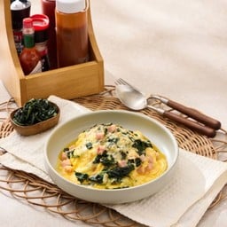 [ข.ไข่ข้น Kor Kai Khon] ข้าวไข่ข้นผักโขมแฮม