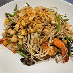 หมี่ซั่วผัดกระเฉดกุ้ง