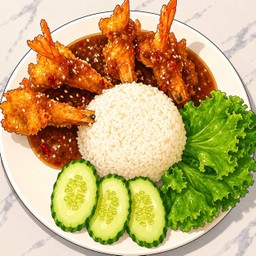 กุ้งซอสมะขามราดข้าว🦞🦞🦞