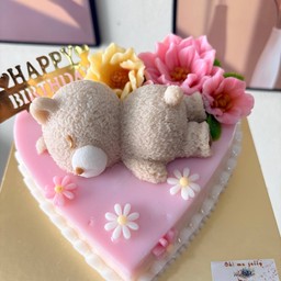 เค้กวุ้นกะทิเนื้อมะพร้าวน้ำหอม 1ปอนด์ หัวใจ หมี