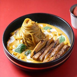 Pumpkin Red Curry Pasta with Grilled Pork Collar