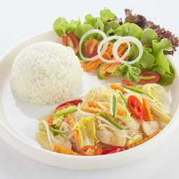 L ข้าวราด ผัดโป๊ยเซียน