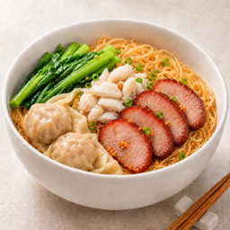 (D)-บะหมี่หมูย่างหมูกรอบเกี๊ยวกุ้งปู