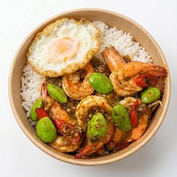 ข้าวราดผัดพริกแกงใต้ สะตอ-ไข่ดาว